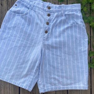 Vintage 80’s/90’s Button Fly Striped Denim Jean Shorts size 30”